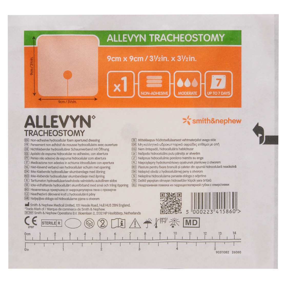 Smith & Nephew Allevyn Tracheostomy Foam Dressing, 3½" x 3½" - Case of 80 Pads