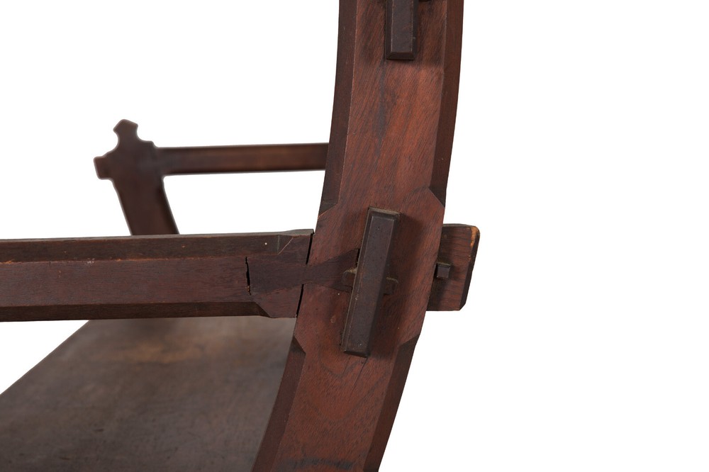 Circa 1890s American Gothic Revival Walnut Hall Bench Settee