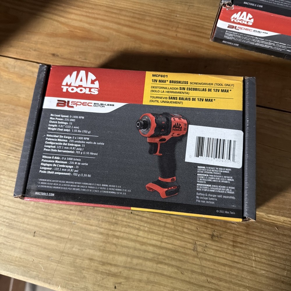 Mac Tools MCF601 Brushless Screwdriver & MCD701 Drill Driver 12V MAX (Tool Only)