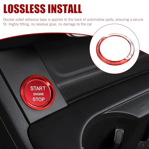 Shakas Start Button Cover, Engine One-Button Start-Stop Decorative 2 PCS Red