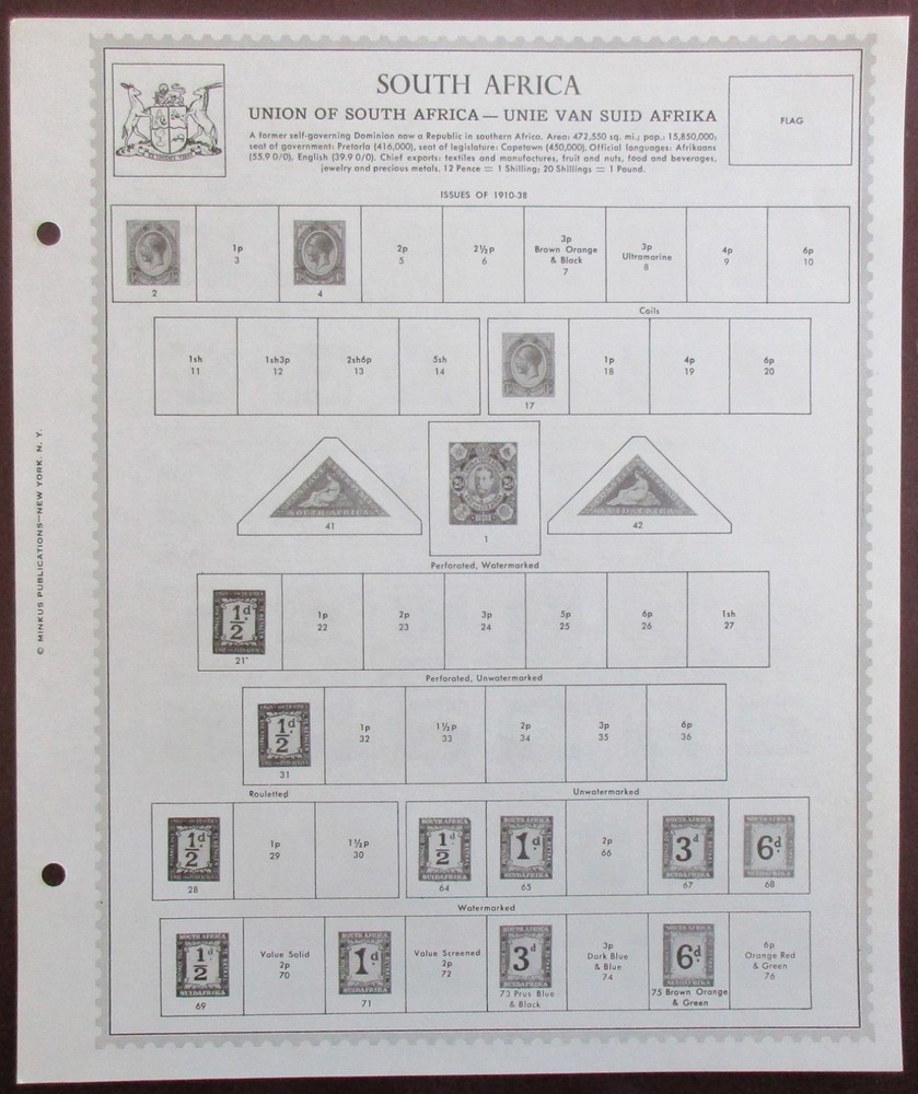 South Africa: Clean Set of Unused Minkus Supreme Global Pages to 1969