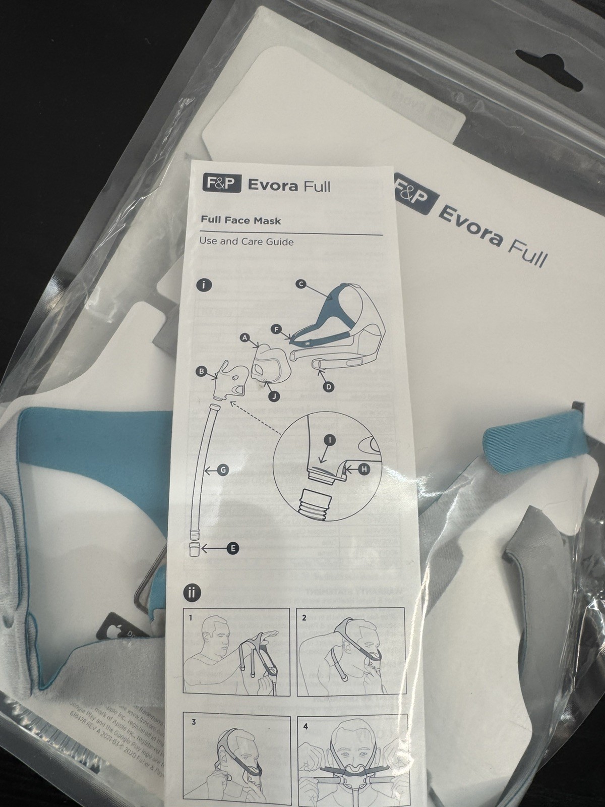 F&P Evora Full Face System Fit Pack Size Fit XS S-M Large