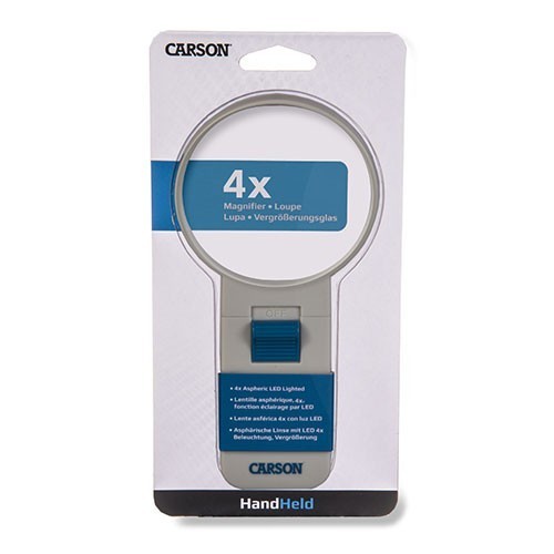 Carson 4X Magnifier LED Illuminated 3" Round Plastic Handle Bible Document Read
