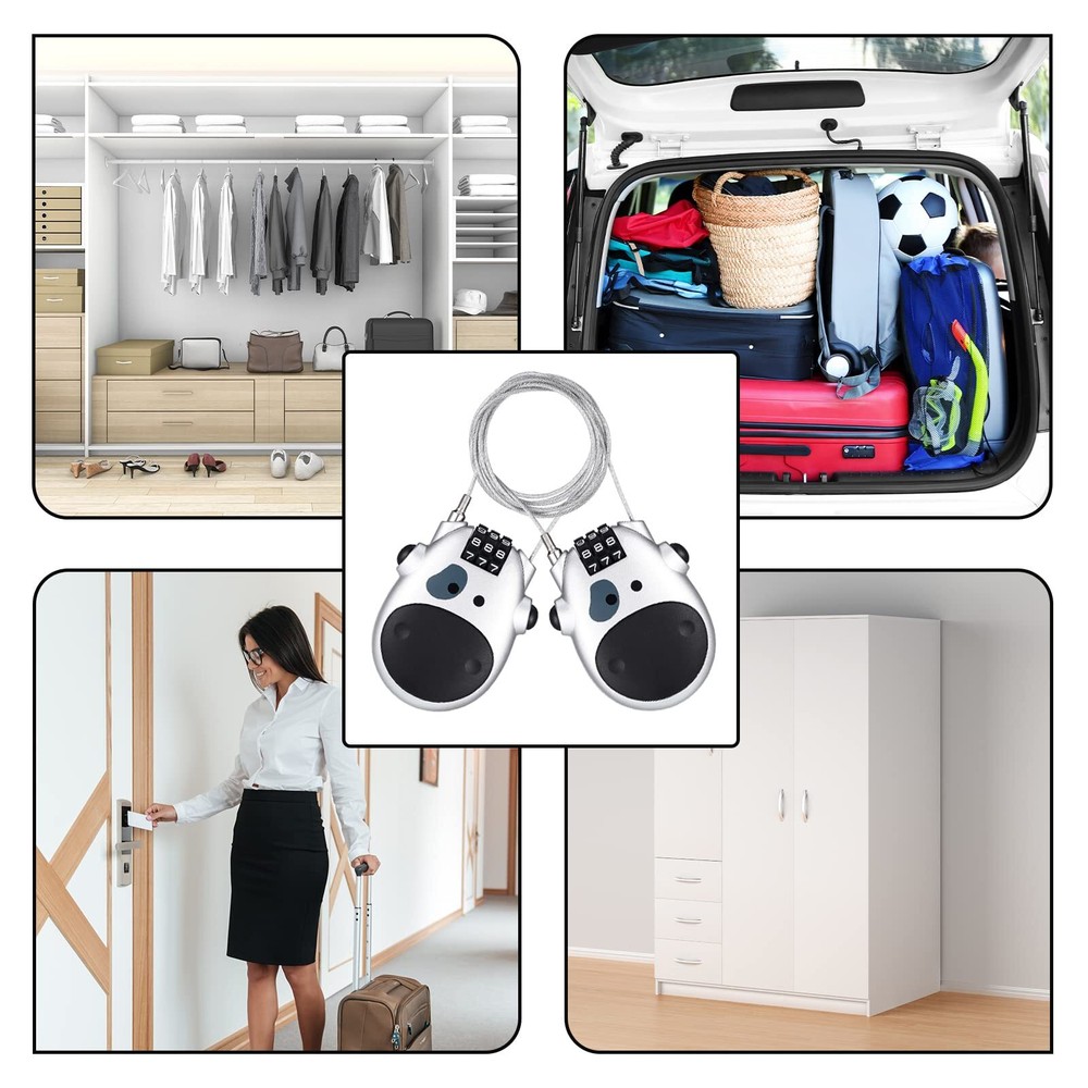 2 Pcs Cable Lock Combination 27.56 Inch Adjustable Cable Locks 3 Digit Combin...