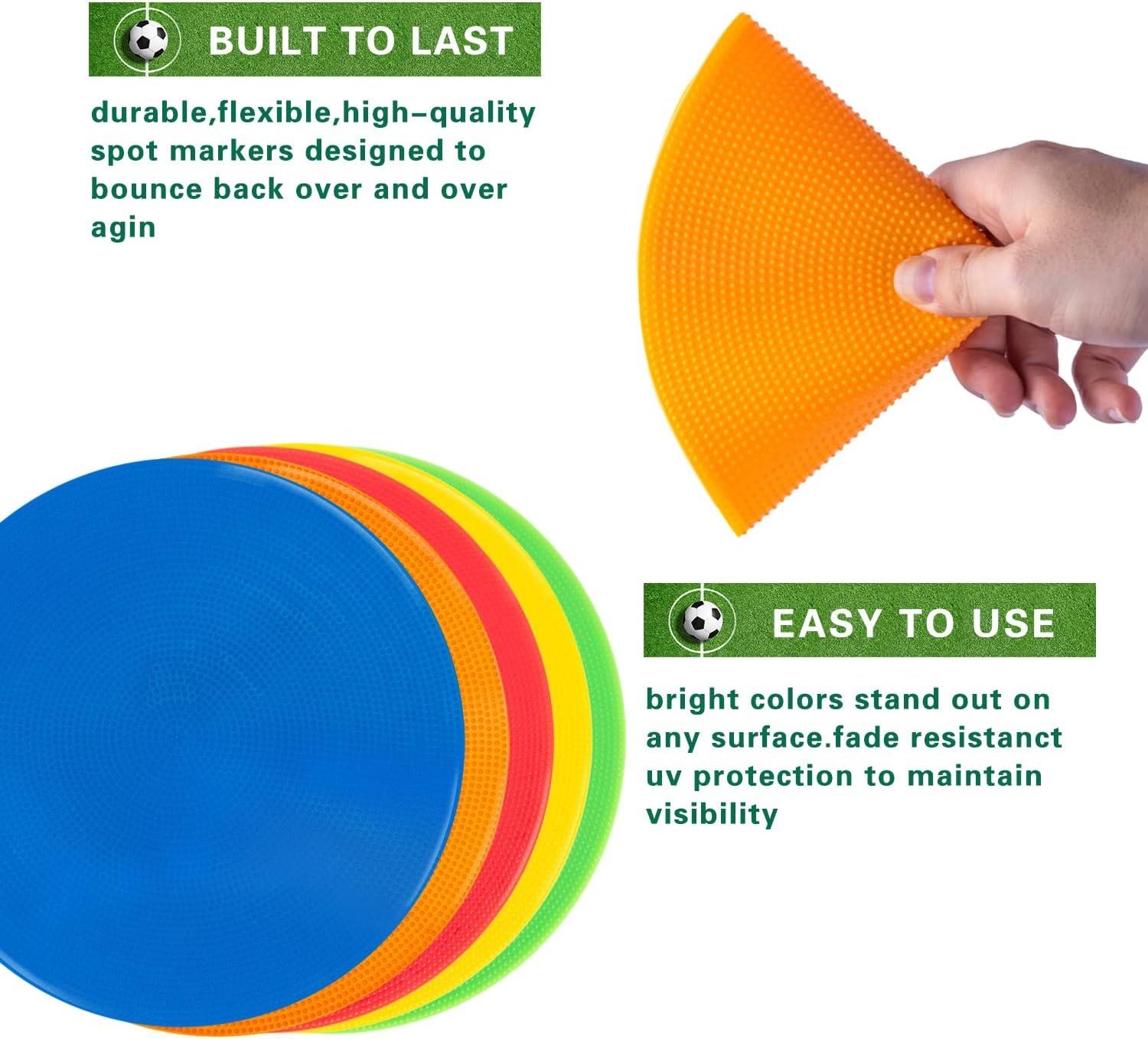 Poly Spot Markers Non-Slip Rubber Agility Dots for Sports (Set of 18)