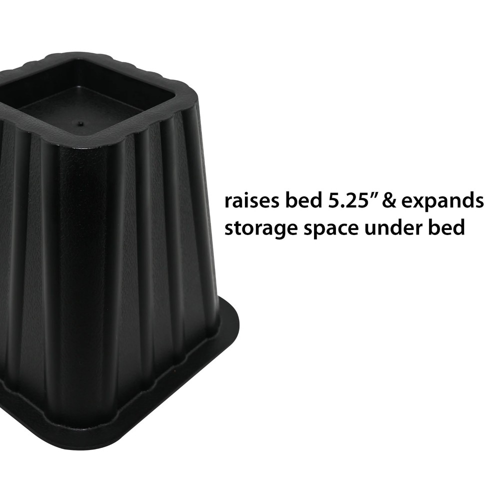 Mainstays Black Plastic Bed Risers, 4-Pack, Raises Bed for Storage