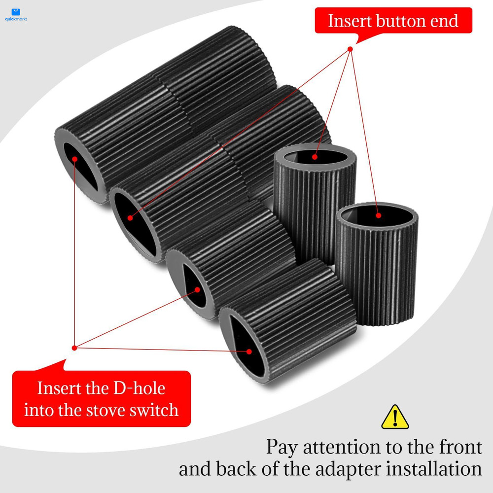 4 Pack Black Control Knobs with Replacement for 12 Adapters, Stove