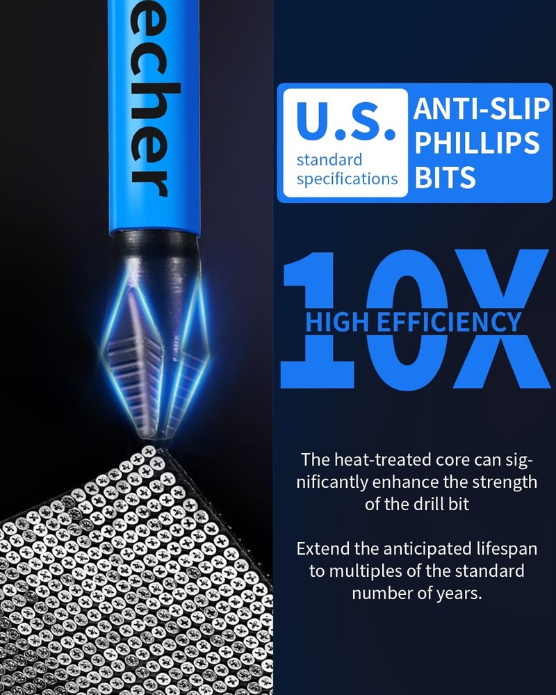 12-Pack 2 Phillips Bits #2 Impact Magnetic, Professional Long Phillips Head Dril