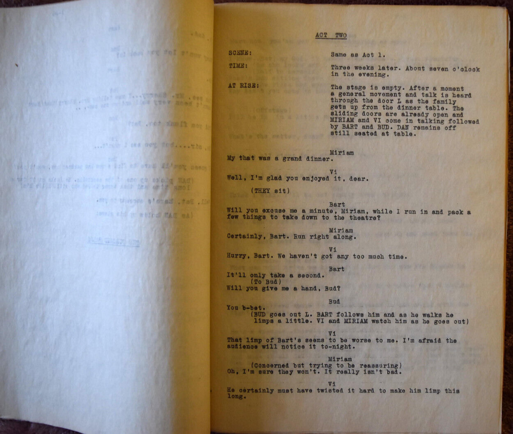 1930 Michael Raffetto "He's a Trouper in Three Acts" Unpublished Original Script
