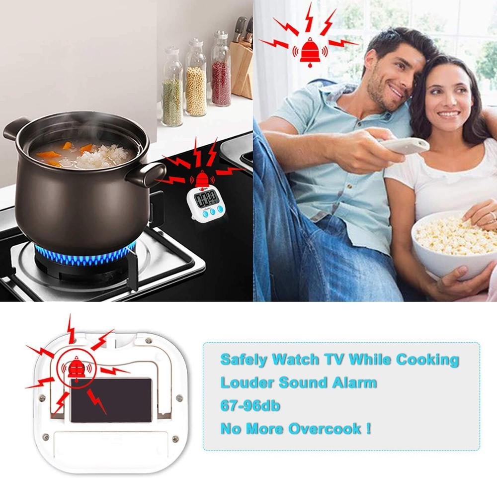 White 2-Pack Digital Timer II - Easy Read Timer with Retractable Stand & Alarm