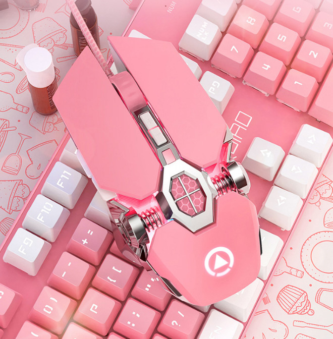 Pink mouse luminous wired cute mechanical E-sports mouse computer accessories