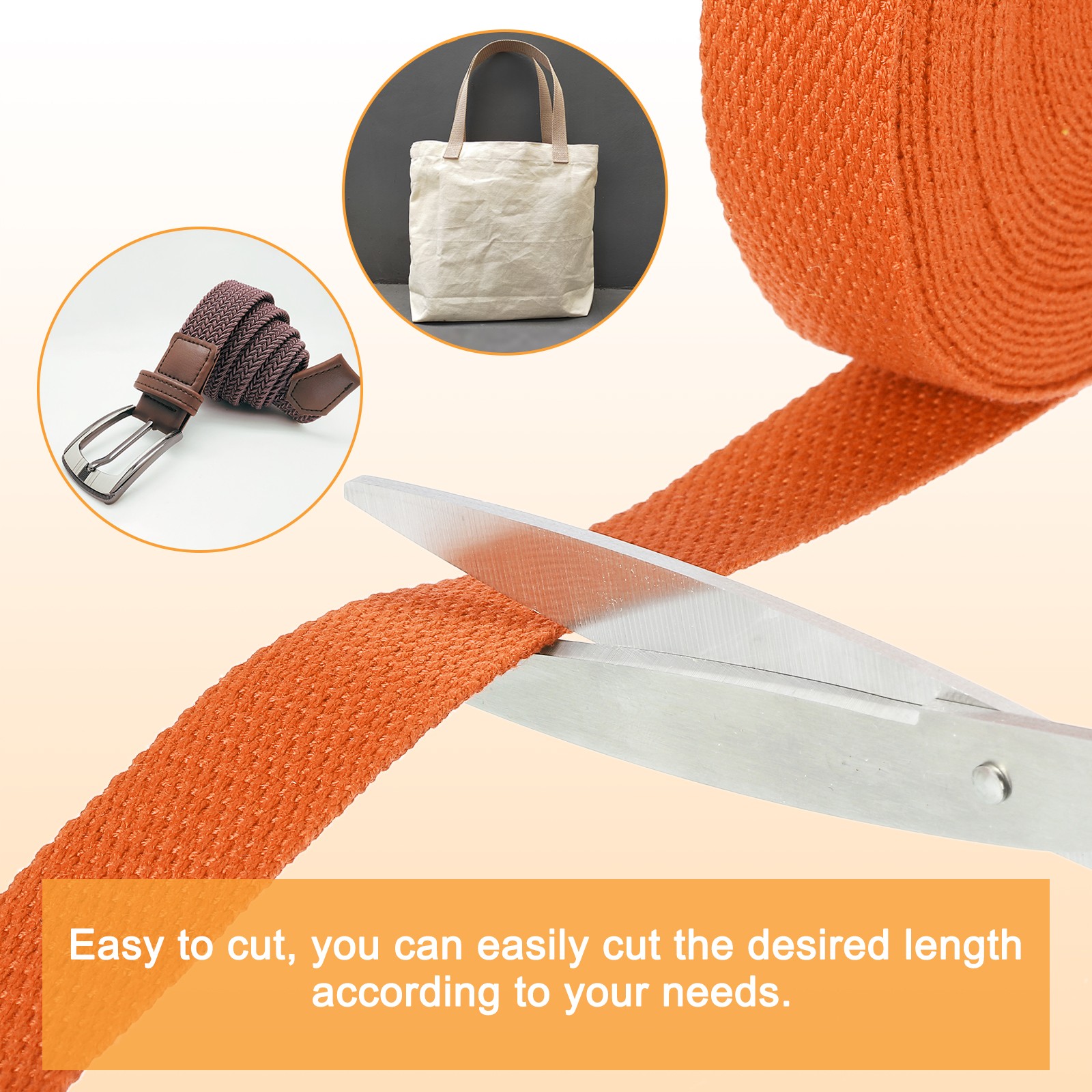 Cotton Webbing 1 Inch 11 Yard Polyester Cotton Webbing Strap Orange