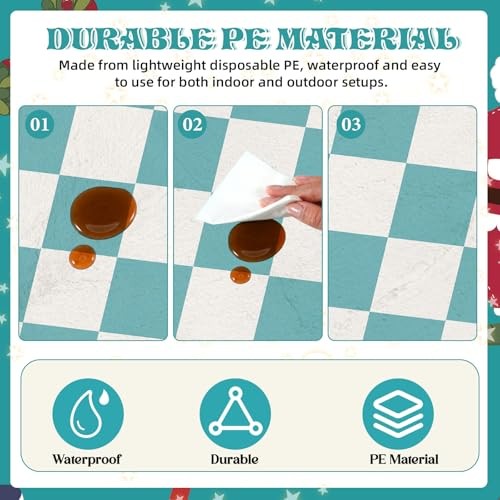 3 Pcs Wonderland Party Decoration 54 x 107 Inches White and Blue Green Aisle