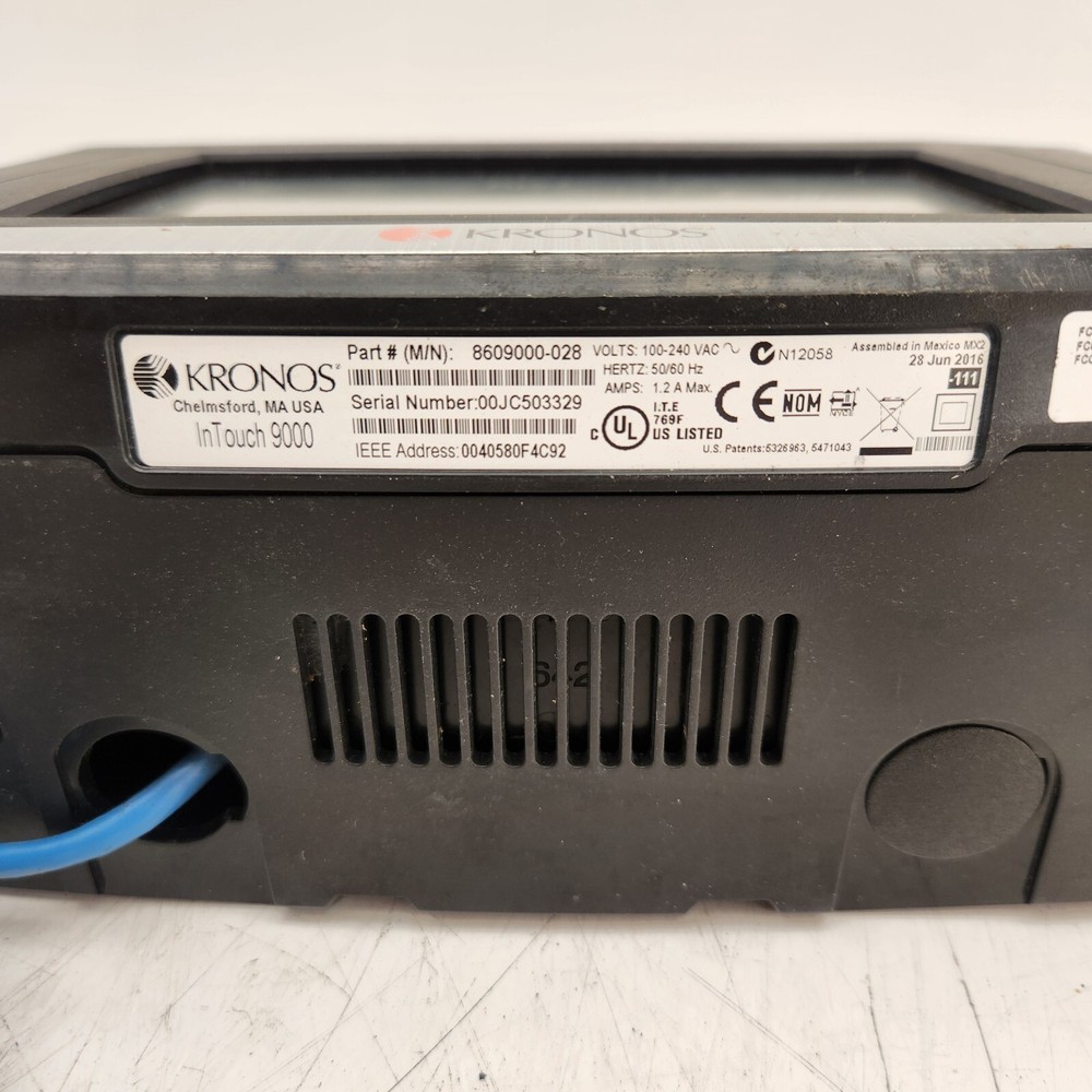 Kronos InTouch 9000 8609000-028 Touch Screen Time Clock | Pre-Owned, Untested