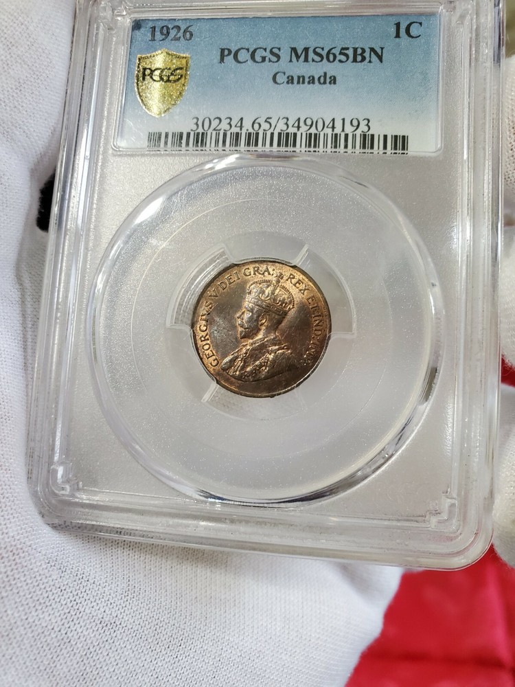 1926 Canada 1 Cent PCGS MS-65 BN. Extremely Rare Key Date