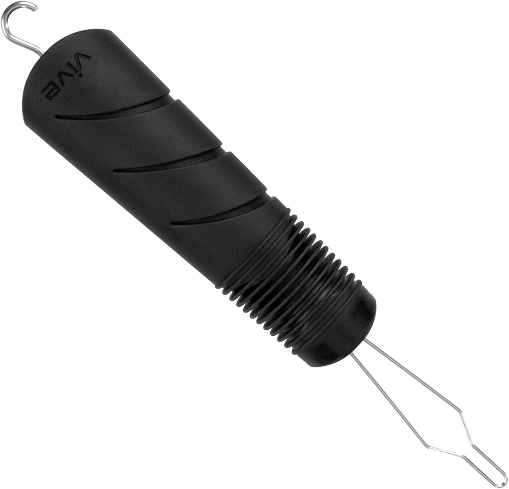 Vive Button Hook with Zipper Pull - Dressing 1 Count (Pack of 1), Black