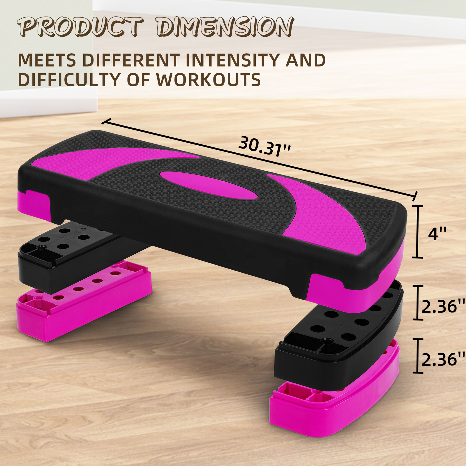 BalanceFrom Fitness Adjustable Workout Aerobic Step Platform Trainer w/ Raisers