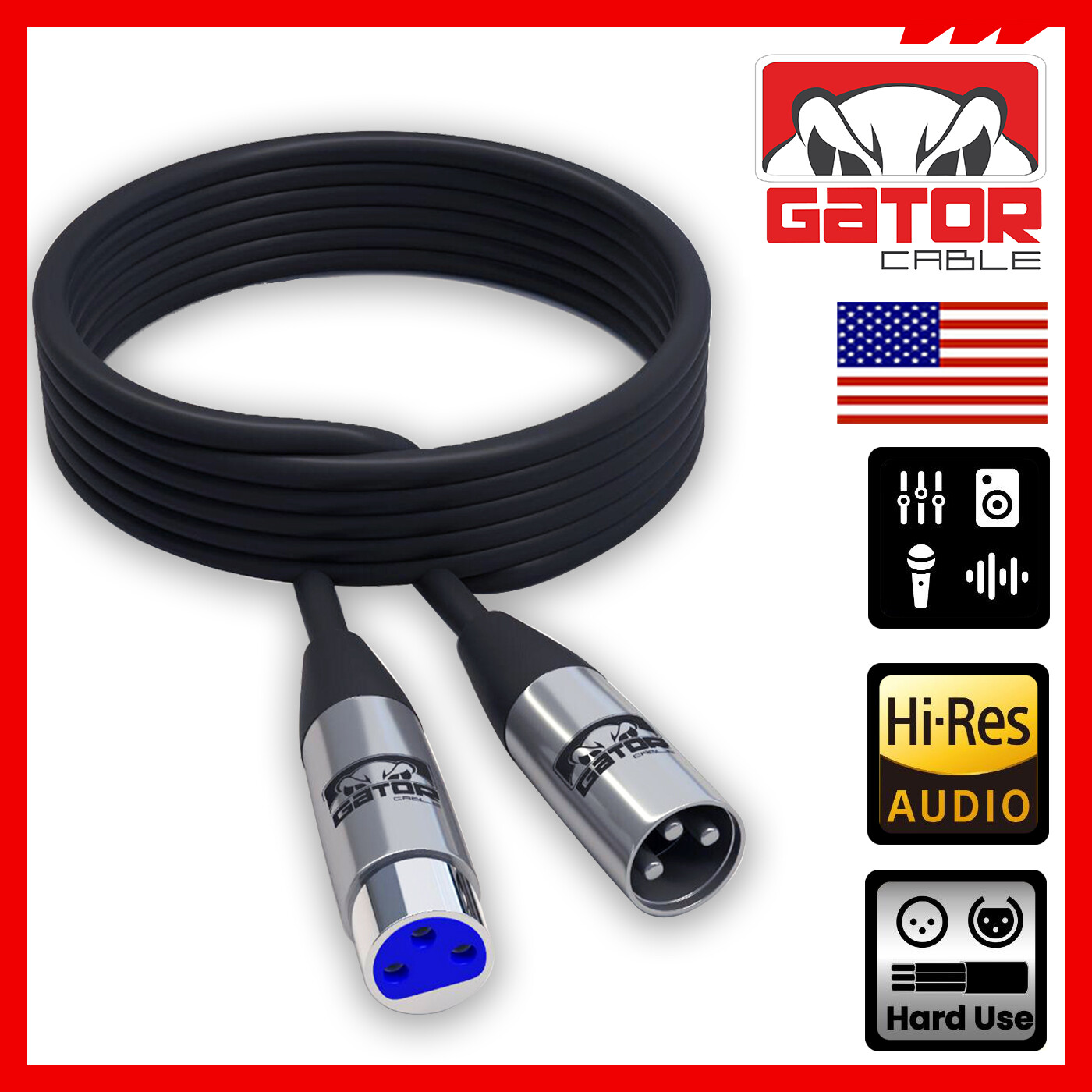 XLR Microphone MIC 3-Pin Male to Female Cable Cord Connector Extension Shielded