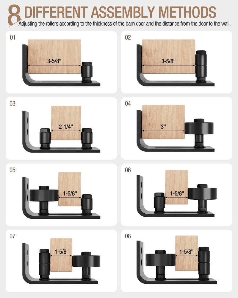 Sliding Barn Door Floor Guide Wall Mounted Hardware for Flush Bottom Adjustable
