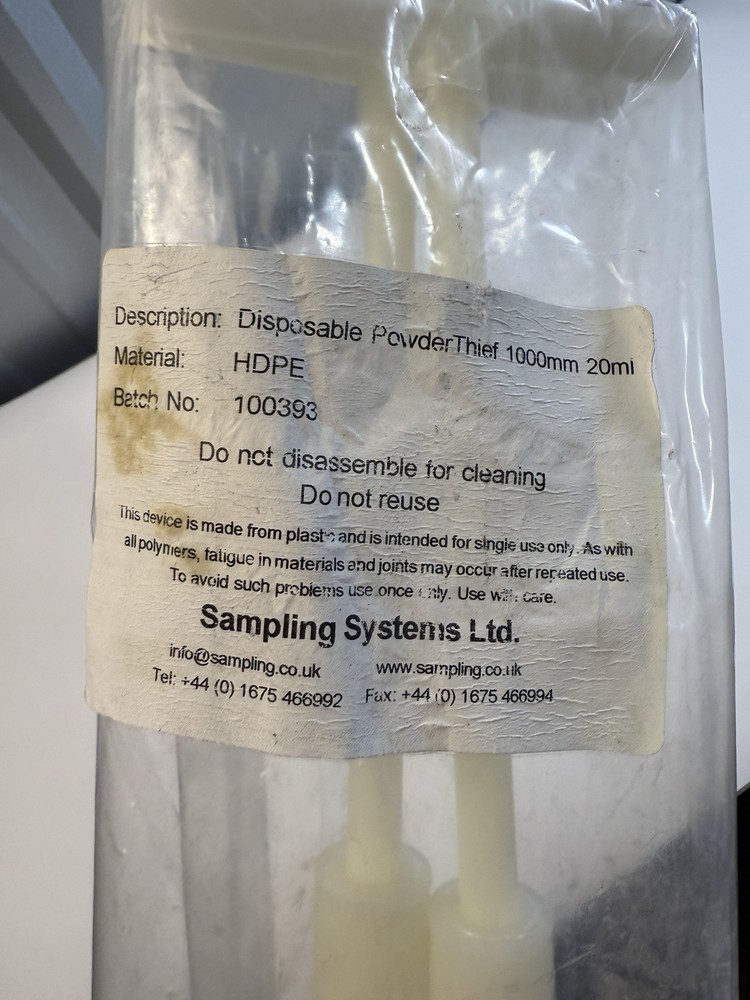 Lot 2 ~ Disposable Powder Thief 1000mm 20ml ~ Sampling Systems Ltd. ~ HDPE