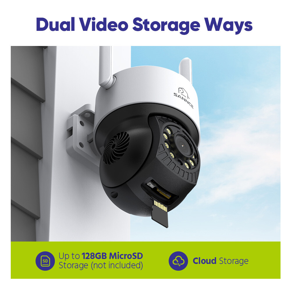 SANNCE 3MP Wireless Security Camera PT Two Way Audio Color Night Auto Tracking