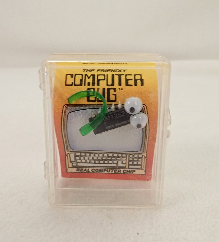 Vintage 1980’s The Friendly Computer Bug Computer Chip-Green