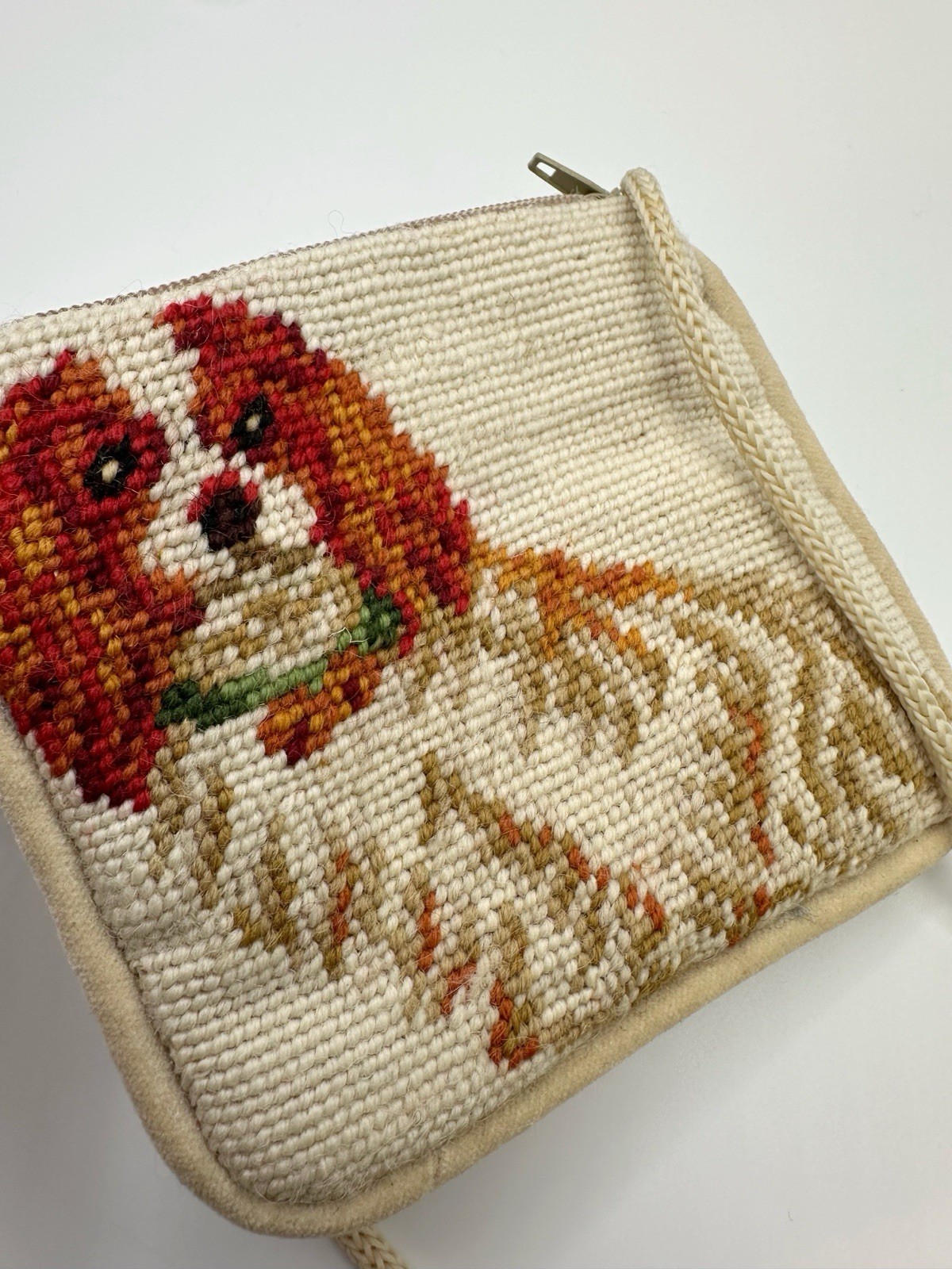 Vintage Needlepoint Cavalier King Charles Spaniel Crossbody Bag Purse