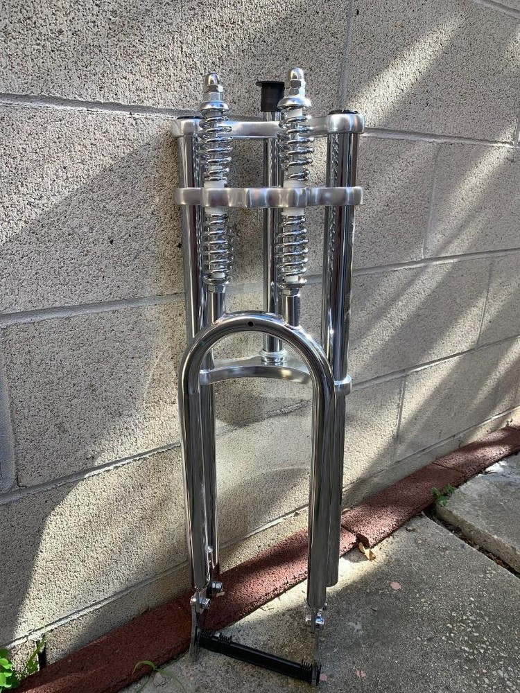HEAVY DUTY FAT 26'' DOUBLE SPRINGER TRIPLE FORK 1" Threadless Disc Mount CHROME