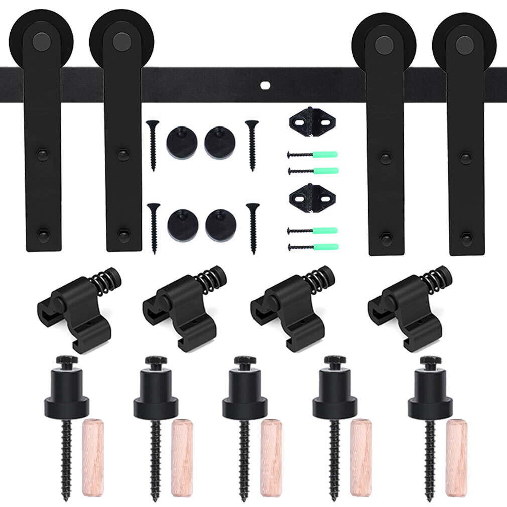 4FT-20FT Sliding Barn Door Hardware Kit Track Roller Closet Ceiling Mount Rail