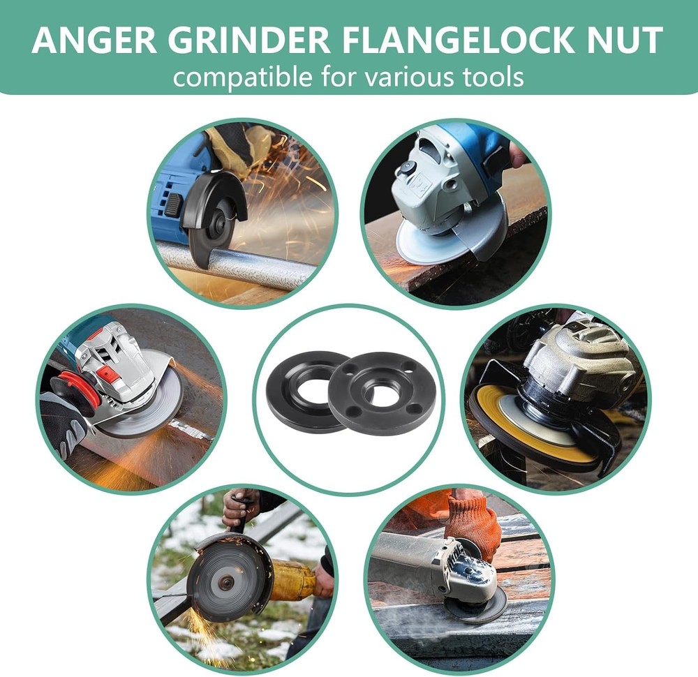 9pcs Angle Grinder Nuts, 1 Angle Grinder Wrench Spanner & 8 Angle Grinder Flange