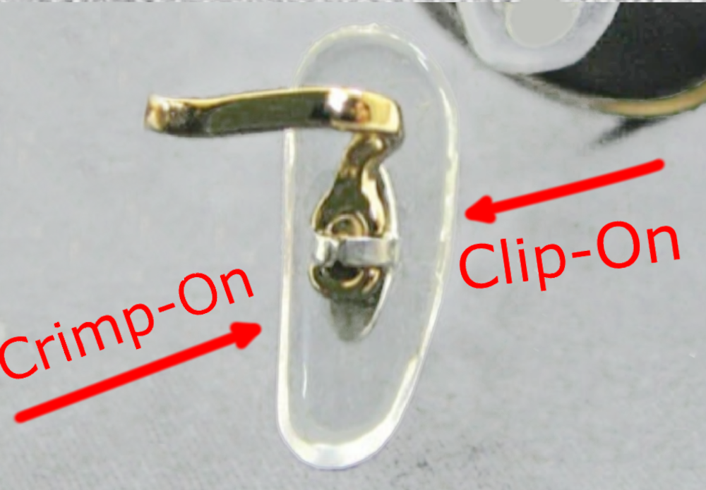 😎 2 Pair: Crimp-On Silicone Nose Pads Eyeglasses for Ray Ban RB Silver Clip 14