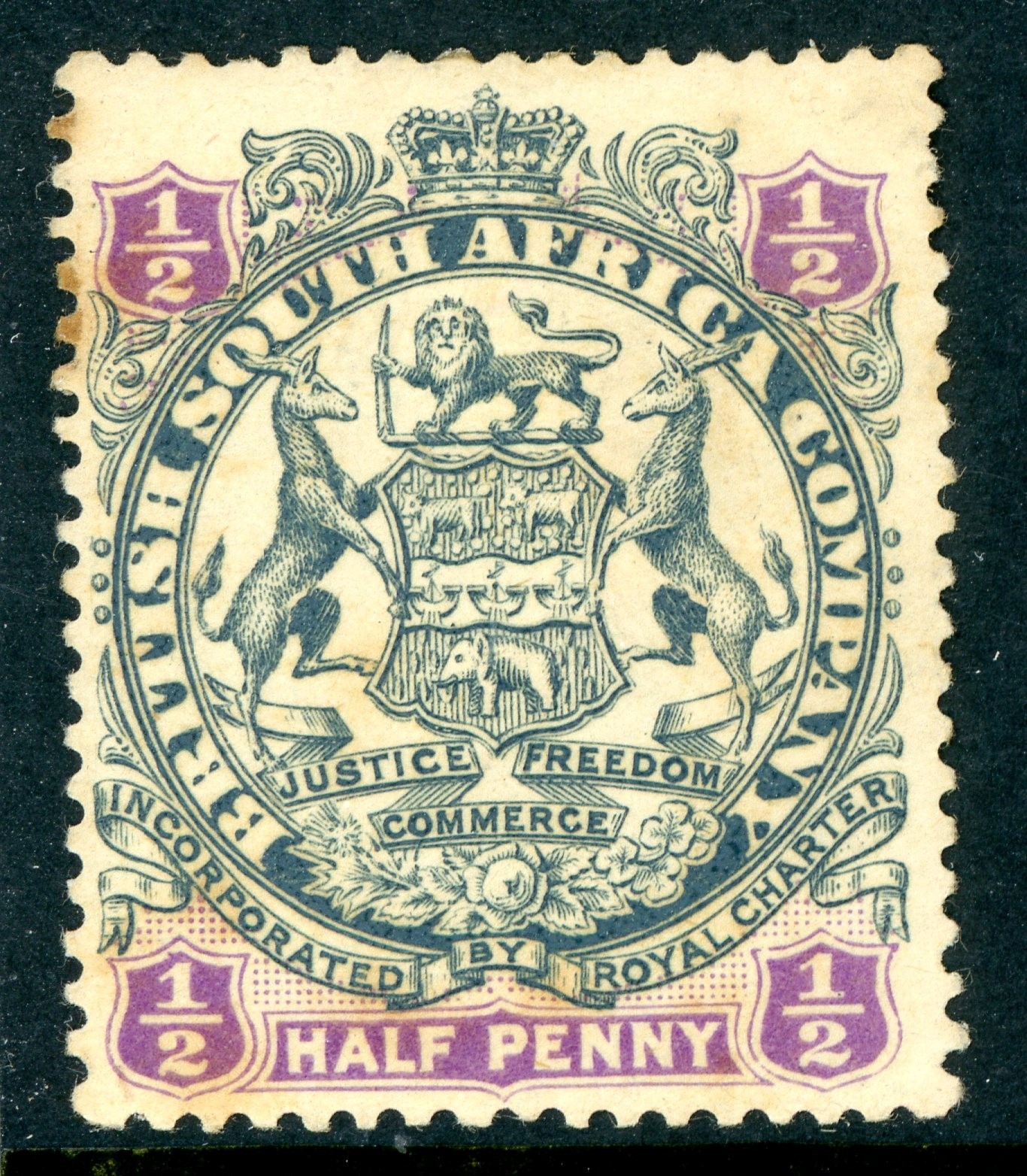 Rhodesia 1896 British QV ½p Slate Violet Die 2 SG #41 Mint S618