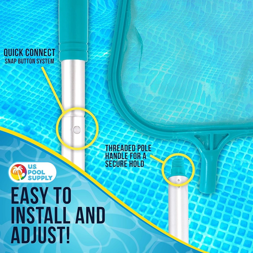 Effortless 4' Pool & Spa Leaf Skimmer Net with Adjustable Pole Sections