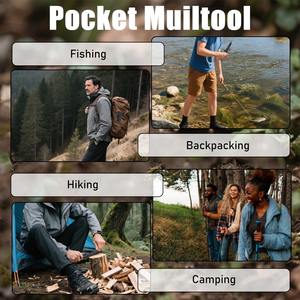 Multitool Knife with Nylon Pouch, 22 in 1 EDC Multi Tools with Fire Starting ...