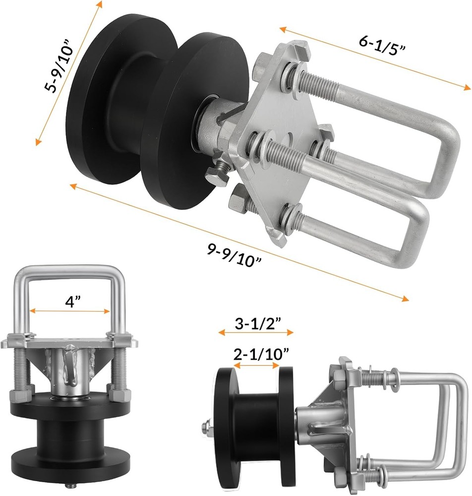 Sliding Gate Rollers, Nylon Cantilever Rolling Hardware for 4" Square Post x 2"