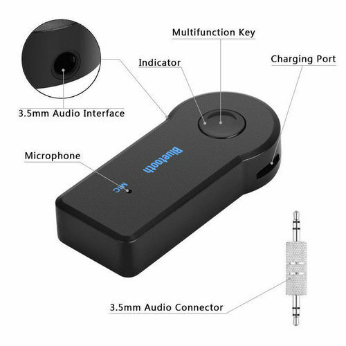 4.0 Bluetooth Wireless Receiver 3.5mm Car Music Receiver Converter & USB Cable