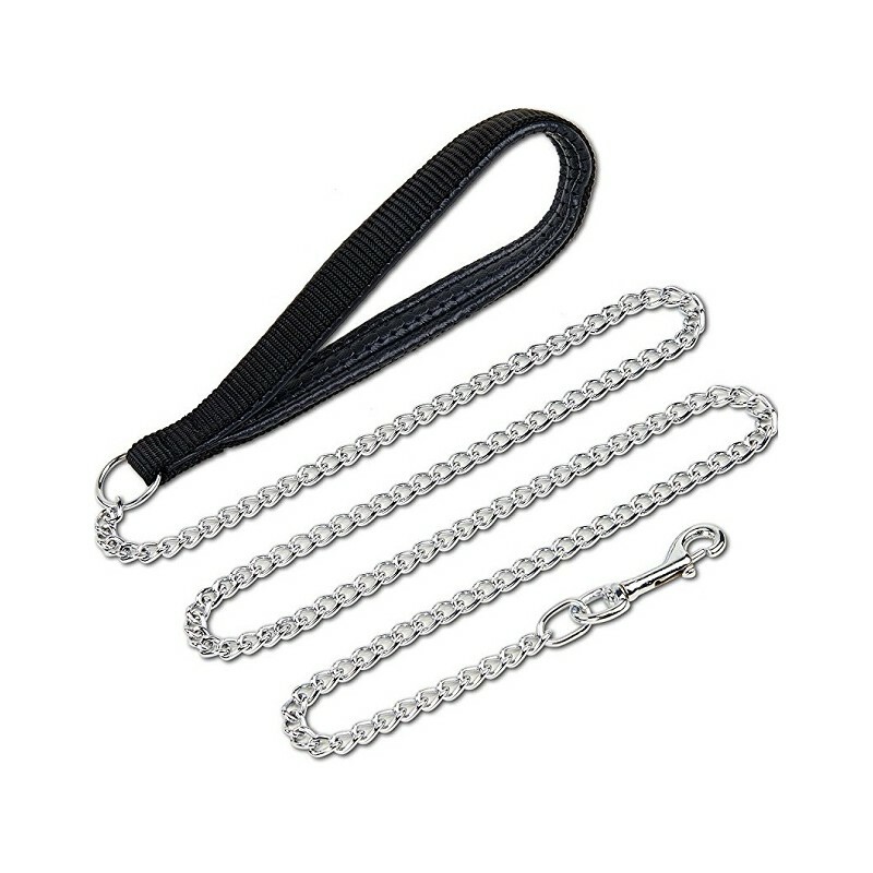 METAL DOG LEASH DOG CHAIN LINK CHAIN POLY HANDLE 6' LONG MEDIUM SMALL BREEDS