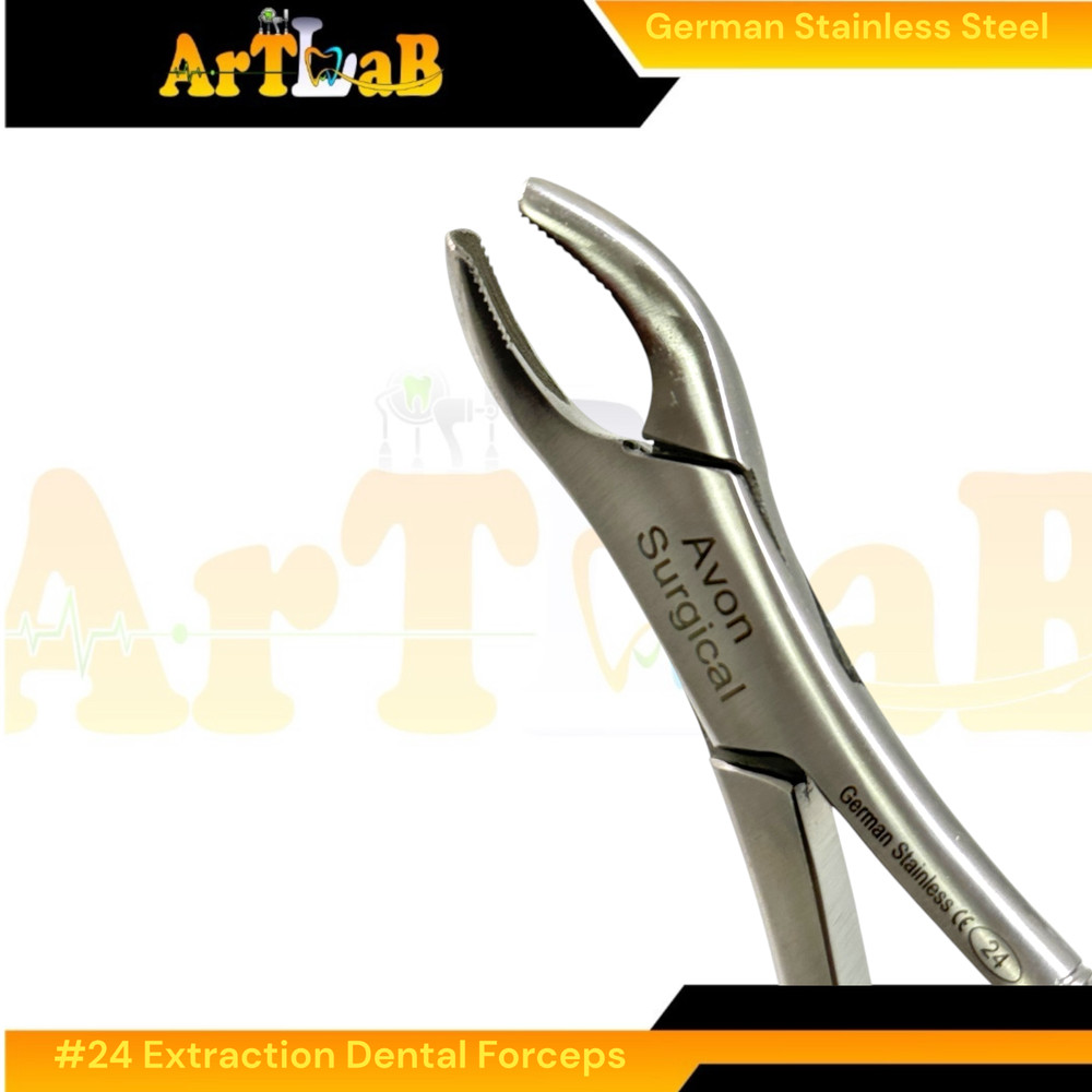 Maxillary Molar Extraction Forceps #24, Serrated, Hook Handle, 1st,2nd,3rd Molar