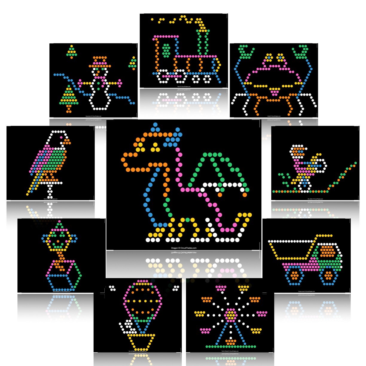 10x Template Pattern Refills for Basic Fun Lite Brite Ultimate Classic - 10 pack