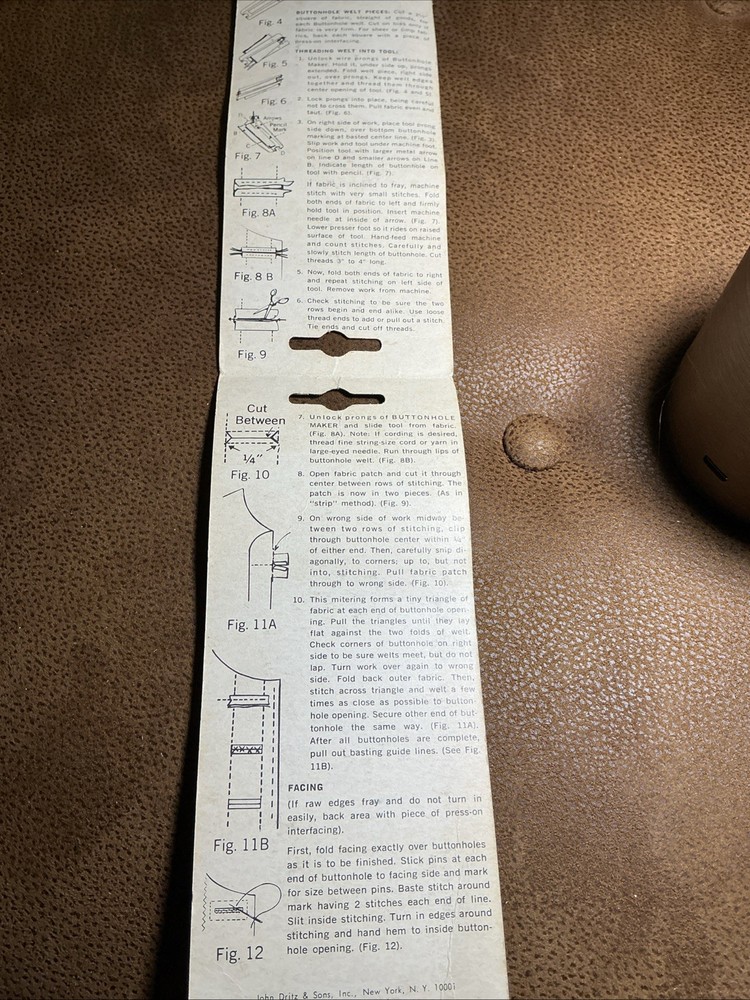 Dritz Bound Buttonhole Maker No. 556 – Sewing Tool – Vintage