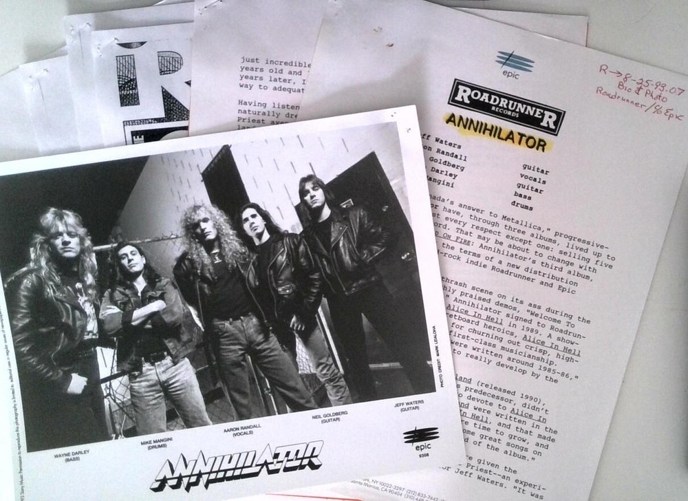 Annihilator Jeff Waters 1993 Photo Promo Music Press Kit - Epic Records