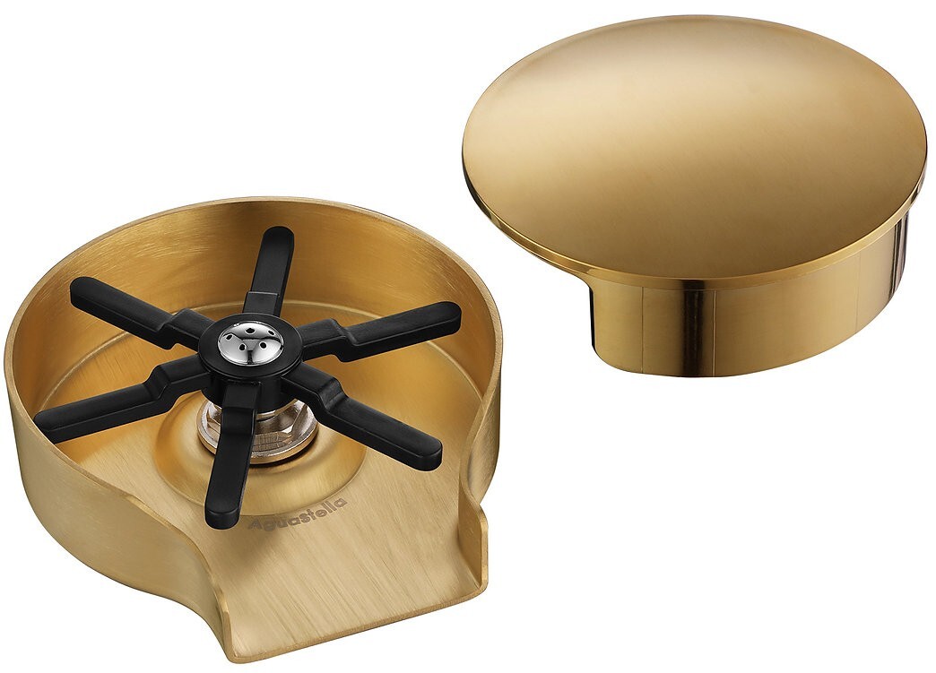 AguaStella ASR01BG Brushed Gold Stainless Steel Glass Rinser Cleaner