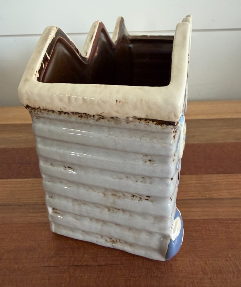 Triple Beach Hut Decorative Planter Ceramic Blue