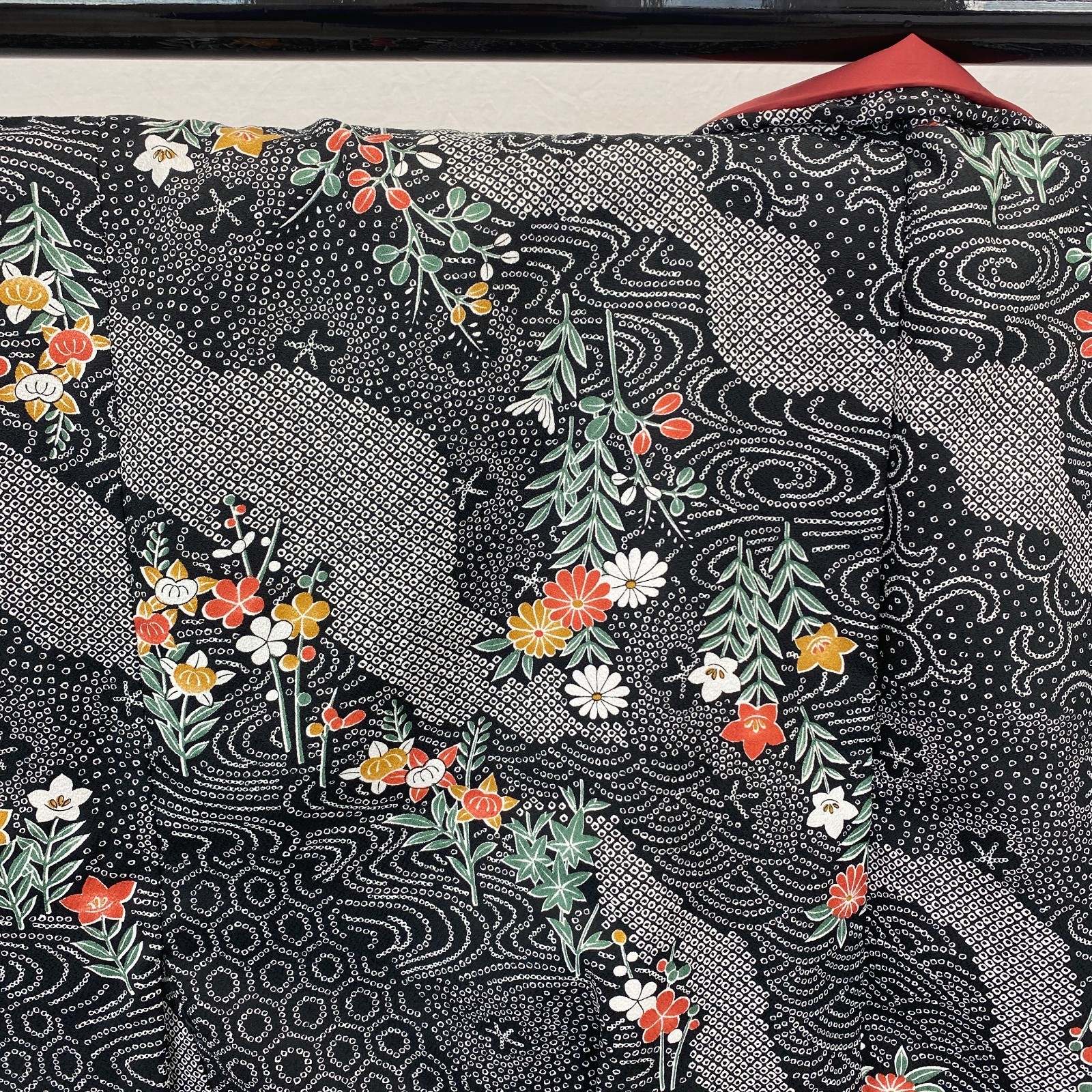 Japanese Vintage Kimono Haori Jacket Polyester Black Traditional Authentic