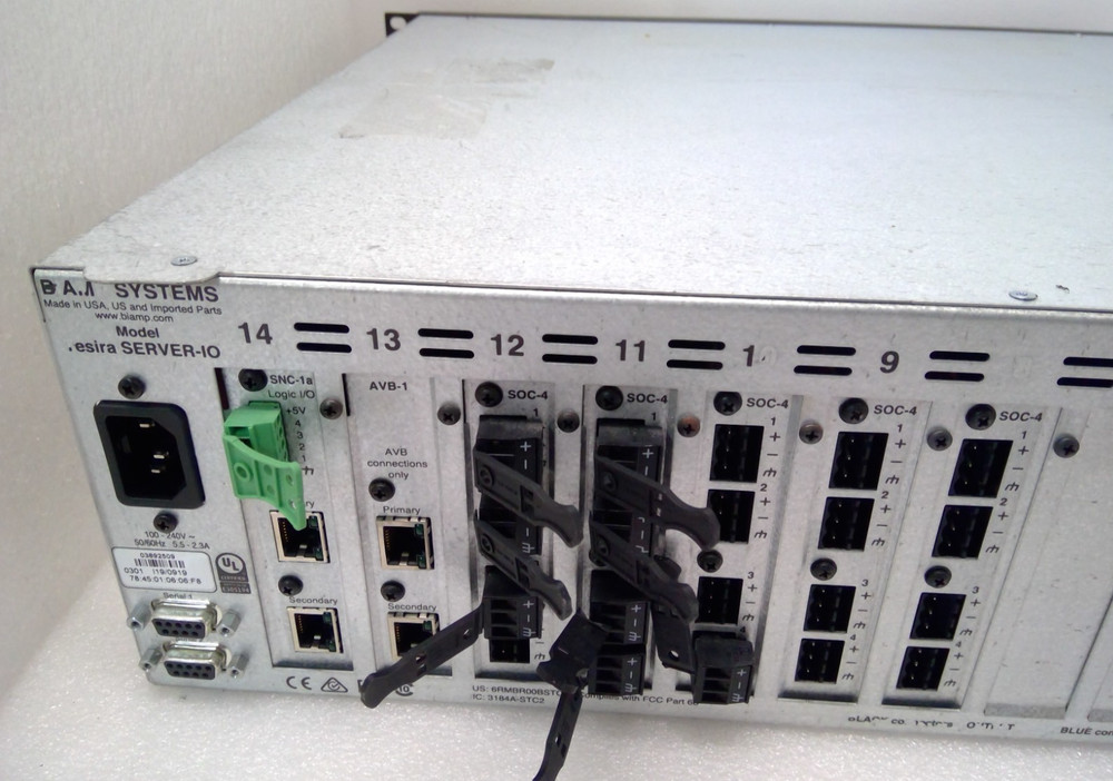 Biamp Systems Tesira SERVER-IO Digital Processor 5x SOC-4, 4x SEC-4 Modules