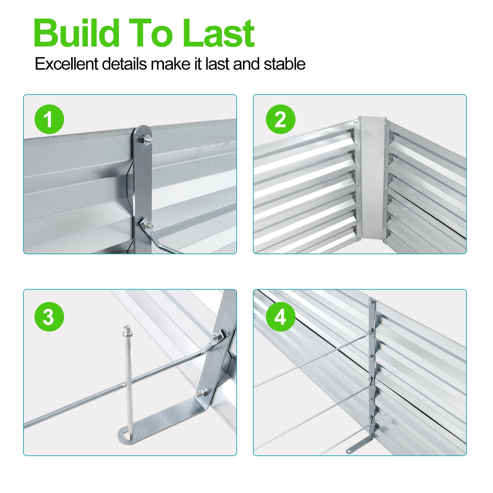 8x4x2ft Galvanized Raised Garden Bed kit Garden Planter Box Flower Vegetable