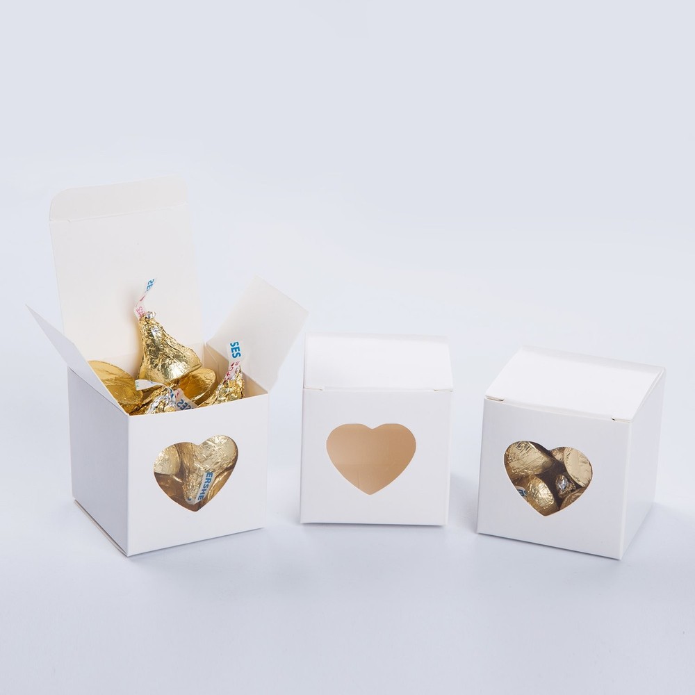 Mini Size White Gift Boxes 2x2x2 inch with Clear Plastic Window for Candy Tre...