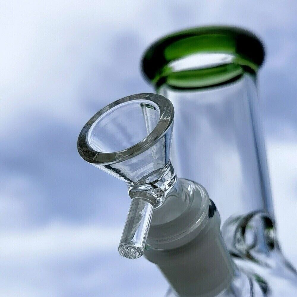 Small 6" Green Glass Bong Thick Smoking Water Pipe Beaker Bubbler W/Bowl USA
