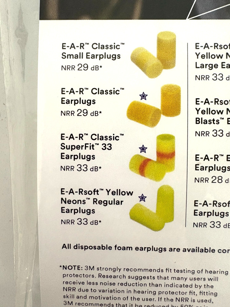 12 PAIR DISPOSABLE EAR PLUG ASSORTMENT PACK 3M - NEW!