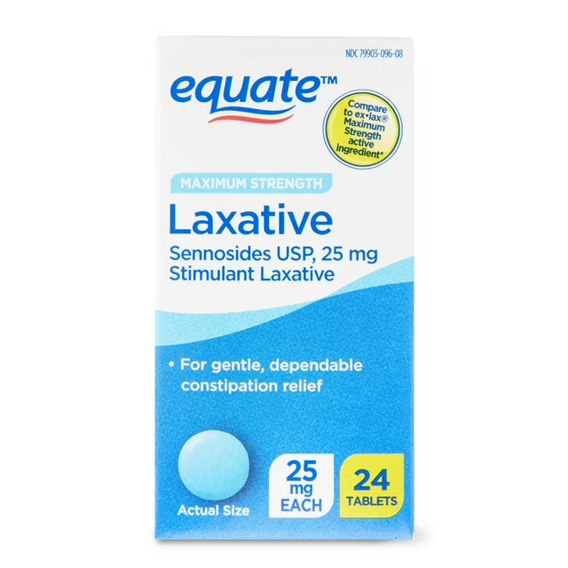 Equate Maximum Strength Sennosides Laxative Tablets25mg Constipation Relief 24ct
